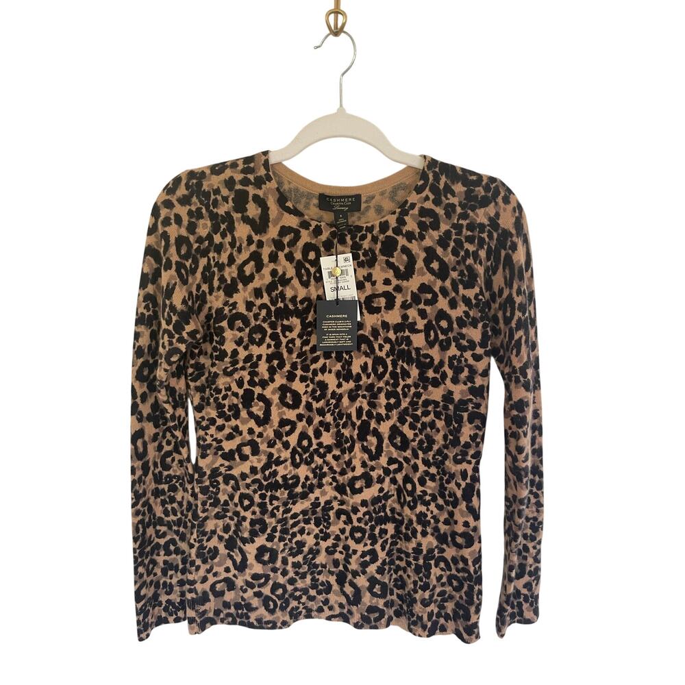 Cashmere Leopard Print Scoop Neck Sweater